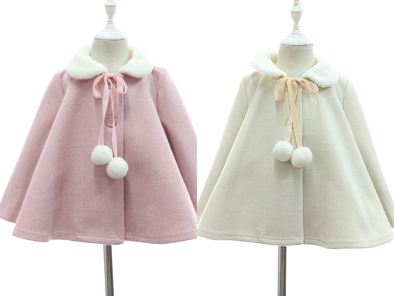 Baby Girl Sweet Herringbone Princess Wool Sherpa Cape Coat Jacket for Best Selling 2019