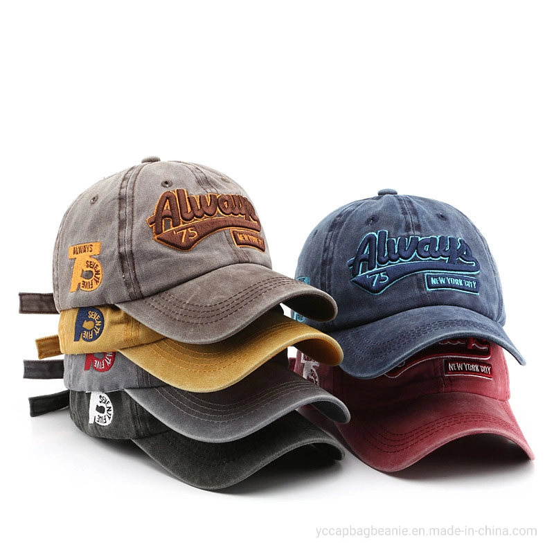 Custom High Quality Cotton 6 Panel Washed Sports Baseball Cap