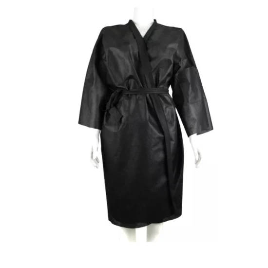 Kimonos no tejidos, bata desechable para SPA, bata de salón de peluquería, albornoz blanco y negro, bata tipo kimono PP, capa desechable