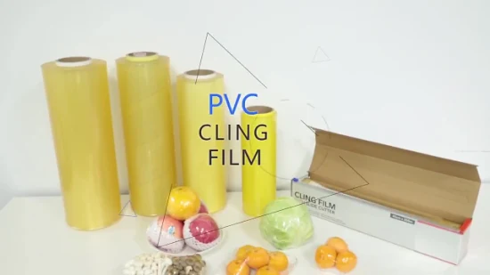 Película plástica transparente del estiramiento del PVC de la comida del abrigo de la película adhesiva del PVC de la categoría alimenticia