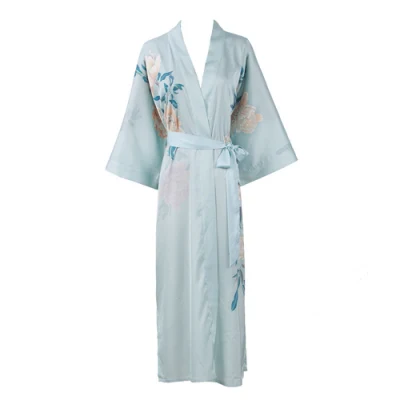 Hsp033 Ropa De Seda Para El Hogar Nueva Albornoz Informal De Seda De Mora De Tela Kimono Nueva Alargada